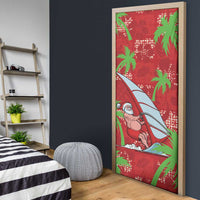 Aloha Hawaii Christmas Door Cover Mele Kalikimaka Windsurfing Santa Palaka Quilt Motifs - Polynesian Pride