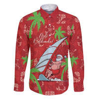 Aloha Hawaii Christmas Family Matching Off Shoulder Short Dress and Hawaiian Shirt Mele Kalikimaka Windsurfing Santa Palaka Quilt Motifs - Polynesian Pride