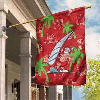 Aloha Hawaii Christmas Garden Flag Mele Kalikimaka Windsurfing Santa Palaka Quilt Motifs - Polynesian Pride