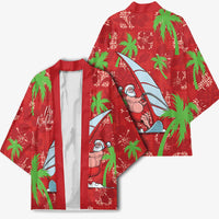 Aloha Hawaii Christmas Kimono Mele Kalikimaka Windsurfing Santa Palaka Quilt Motifs - Polynesian Pride