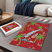 Aloha Hawaii Christmas Puzzle Mele Kalikimaka Windsurfing Santa Palaka Quilt Motifs - Polynesian Pride