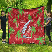 Aloha Hawaii Christmas Quilt Mele Kalikimaka Windsurfing Santa Palaka Quilt Motifs - Polynesian Pride