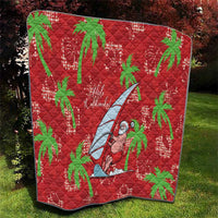 Aloha Hawaii Christmas Quilt Mele Kalikimaka Windsurfing Santa Palaka Quilt Motifs - Polynesian Pride