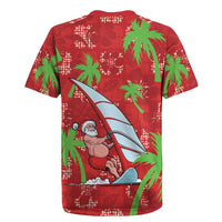 Aloha Hawaii Christmas Rugby Jersey Mele Kalikimaka Windsurfing Santa Palaka Quilt Motifs - Polynesian Pride