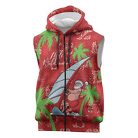 Aloha Hawaii Christmas Sleeveless Zip Hoodie Mele Kalikimaka Windsurfing Santa Palaka Quilt Motifs LT14