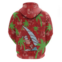 Aloha Hawaii Christmas Zip Hoodie Mele Kalikimaka Windsurfing Santa Palaka Quilt Motifs - Polynesian Pride