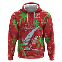 Aloha Hawaii Christmas Zip Hoodie Mele Kalikimaka Windsurfing Santa Palaka Quilt Motifs - Polynesian Pride