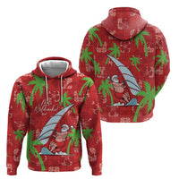 Aloha Hawaii Christmas Zip Hoodie Mele Kalikimaka Windsurfing Santa Palaka Quilt Motifs - Polynesian Pride