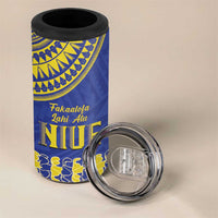 Fakaalofa Lahi Atu Niue 4 in 1 Can Cooler Tumbler Siapo Pattern With Puakenikeni