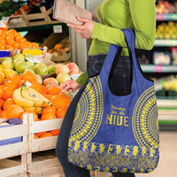 Fakaalofa Lahi Atu Niue Grocery Bag Siapo Pattern With Puakenikeni