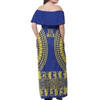 Fakaalofa Lahi Atu Niue Off Shoulder Maxi Dress Siapo Pattern With Puakenikeni