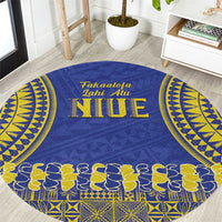 Fakaalofa Lahi Atu Niue Round Carpet Siapo Pattern With Puakenikeni