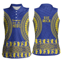 Fakaalofa Lahi Atu Niue Women Sleeveless Polo Shirt Siapo Pattern With Puakenikeni LT14 - Polynesian Pride