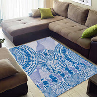 Niue Language Week Area Rug The Rock Coconut Crab - Siapo Blue Pastel