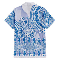 Niue Language Week Family Matching Puletasi and Hawaiian Shirt The Rock Coconut Crab - Siapo Blue Pastel LT14 - Polynesian Pride