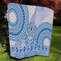 Niue Language Week Quilt The Rock Coconut Crab - Siapo Blue Pastel LT14 - Polynesian Pride