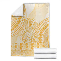 Niue Language Week Blanket The Rock Coconut Crab - Siapo Gold Pastel