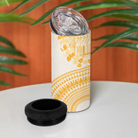 Niue Language Week 4 in 1 Can Cooler Tumbler The Rock Coconut Crab - Siapo Gold Pastel