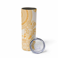 Niue Language Week Skinny Tumbler The Rock Coconut Crab - Siapo Gold Pastel LT14 - Polynesian Pride