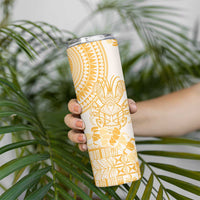 Niue Language Week Skinny Tumbler The Rock Coconut Crab - Siapo Gold Pastel LT14 - Polynesian Pride
