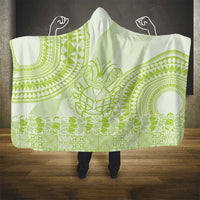 Lime Green Niue Language Week Hooded Blanket The Rock Coconut Crab - Siapo Pattern