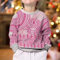 Pink Niue Language Week Kid Ugly Christmas Sweater The Rock Coconut Crab - Siapo Pattern LT14 - Polynesian Pride