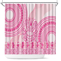 Pink Niue Language Week Shower Curtain The Rock Coconut Crab - Siapo Pattern LT14 Pink - Polynesian Pride