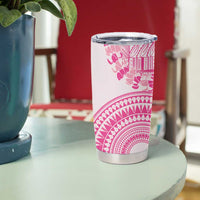 Pink Niue Language Week Tumbler Cup The Rock Coconut Crab - Siapo Pattern