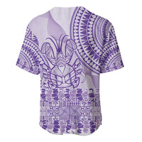 Purple Niue Language Week Baseball Jersey The Rock Coconut Crab - Siapo Pattern LT14 - Polynesian Pride