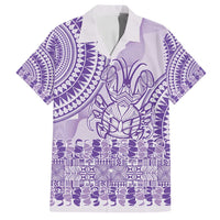 Purple Niue Language Week Family Matching Off Shoulder Maxi Dress and Hawaiian Shirt The Rock Coconut Crab - Siapo Pattern