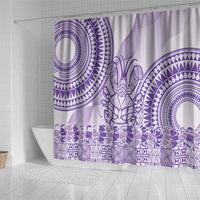 Purple Niue Language Week Shower Curtain The Rock Coconut Crab - Siapo Pattern LT14 - Polynesian Pride