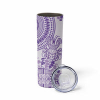 Purple Niue Language Week Skinny Tumbler The Rock Coconut Crab - Siapo Pattern