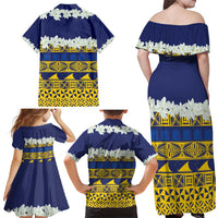 Tokelau Language Week Family Matching Off Shoulder Maxi Dress and Hawaiian Shirt Tokelauan Tuluma With Gardenia Thunbergia