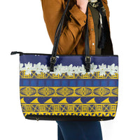 Tokelau Language Week Leather Tote Bag Tokelauan Tuluma With Gardenia Thunbergia LT14 - Polynesian Pride
