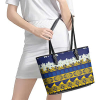 Tokelau Language Week Leather Tote Bag Tokelauan Tuluma With Gardenia Thunbergia LT14 - Polynesian Pride