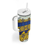 Tokelau Language Week Tumbler With Handle Tokelauan Tuluma With Gardenia Thunbergia LT14 - Polynesian Pride