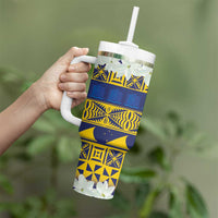 Tokelau Language Week Tumbler With Handle Tokelauan Tuluma With Gardenia Thunbergia LT14 - Polynesian Pride