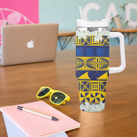 Tokelau Language Week Tumbler With Handle Tokelauan Tuluma With Gardenia Thunbergia LT14 - Polynesian Pride