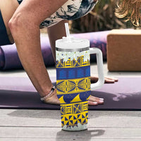 Tokelau Language Week Tumbler With Handle Tokelauan Tuluma With Gardenia Thunbergia LT14 - Polynesian Pride