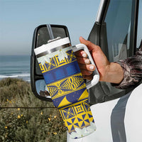Tokelau Language Week Tumbler With Handle Tokelauan Tuluma With Gardenia Thunbergia LT14 - Polynesian Pride