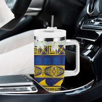 Tokelau Language Week Tumbler With Handle Tokelauan Tuluma With Gardenia Thunbergia LT14 - Polynesian Pride