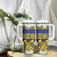 Tokelau Language Week Tumbler With Handle Tokelauan Tuluma With Gardenia Thunbergia LT14 - Polynesian Pride