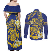 Te Vaiaho o te Gagana Tokelau Couples Matching Off Shoulder Maxi Dress and Long Sleeve Button Shirt Polynesian Turtle - Malo Ni! LT14 - Polynesian Pride