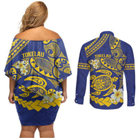 Te Vaiaho o te Gagana Tokelau Couples Matching Off Shoulder Short Dress and Long Sleeve Button Shirt Polynesian Turtle - Malo Ni! LT14 - Polynesian Pride