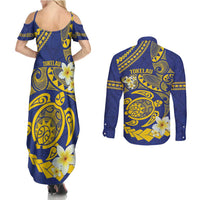 Te Vaiaho o te Gagana Tokelau Couples Matching Summer Maxi Dress and Long Sleeve Button Shirt Polynesian Turtle - Malo Ni! LT14 - Polynesian Pride