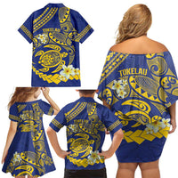 Te Vaiaho o te Gagana Tokelau Family Matching Off Shoulder Short Dress and Hawaiian Shirt Polynesian Turtle - Malo Ni! LT14 - Polynesian Pride