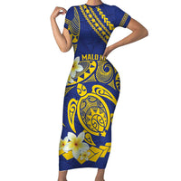 Te Vaiaho o te Gagana Tokelau Family Matching Short Sleeve Bodycon Dress and Hawaiian Shirt Polynesian Turtle - Malo Ni! LT14 Mom's Dress Blue - Polynesian Pride