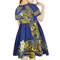 Te Vaiaho o te Gagana Tokelau Kid Short Sleeve Dress Polynesian Turtle - Malo Ni! LT14 - Polynesian Pride