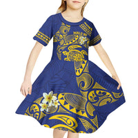 Te Vaiaho o te Gagana Tokelau Kid Short Sleeve Dress Polynesian Turtle - Malo Ni! LT14 - Polynesian Pride