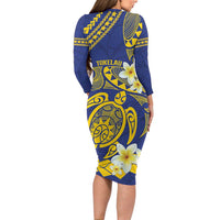 Te Vaiaho o te Gagana Tokelau Long Sleeve Bodycon Dress Polynesian Turtle - Malo Ni! LT14 - Polynesian Pride